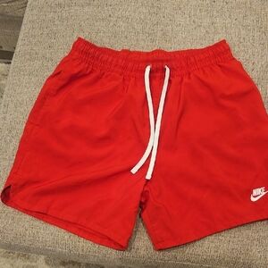 Nike Red Sports Shorts with White Drawstring